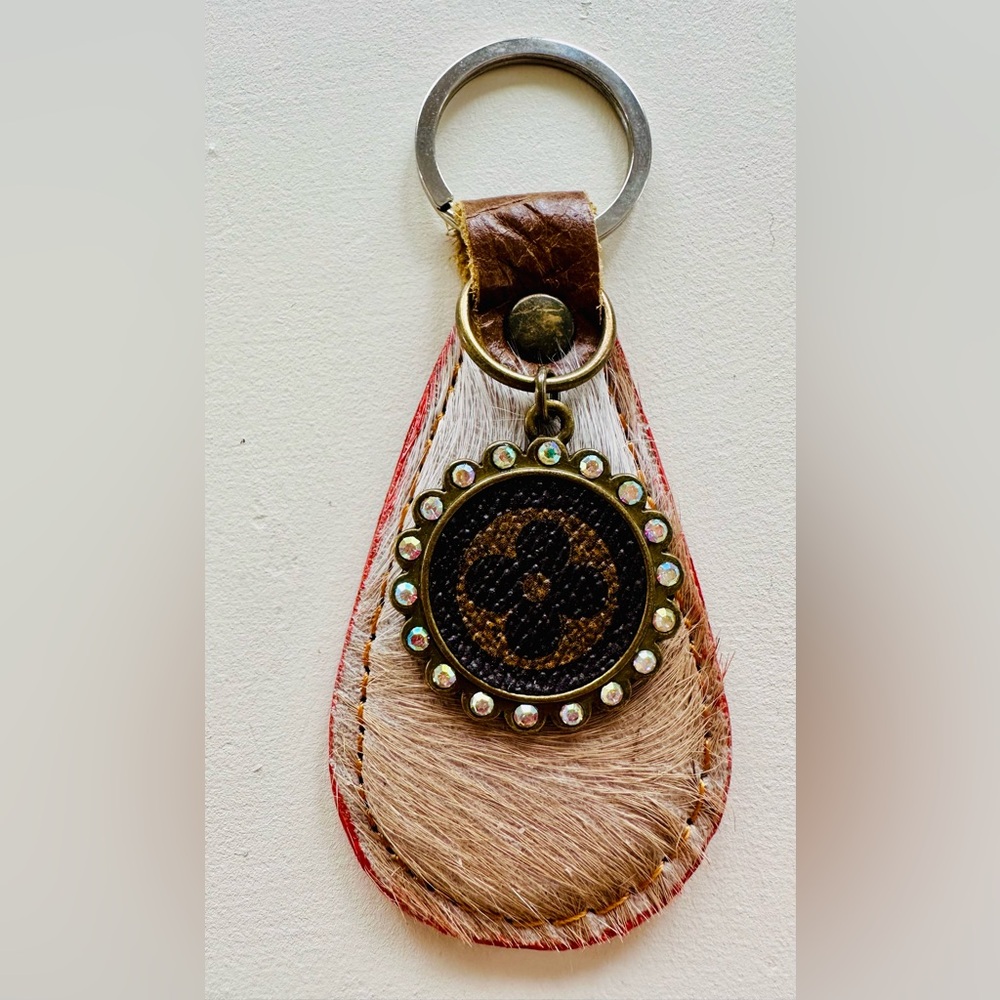 LV Keychain with Crystal Accents